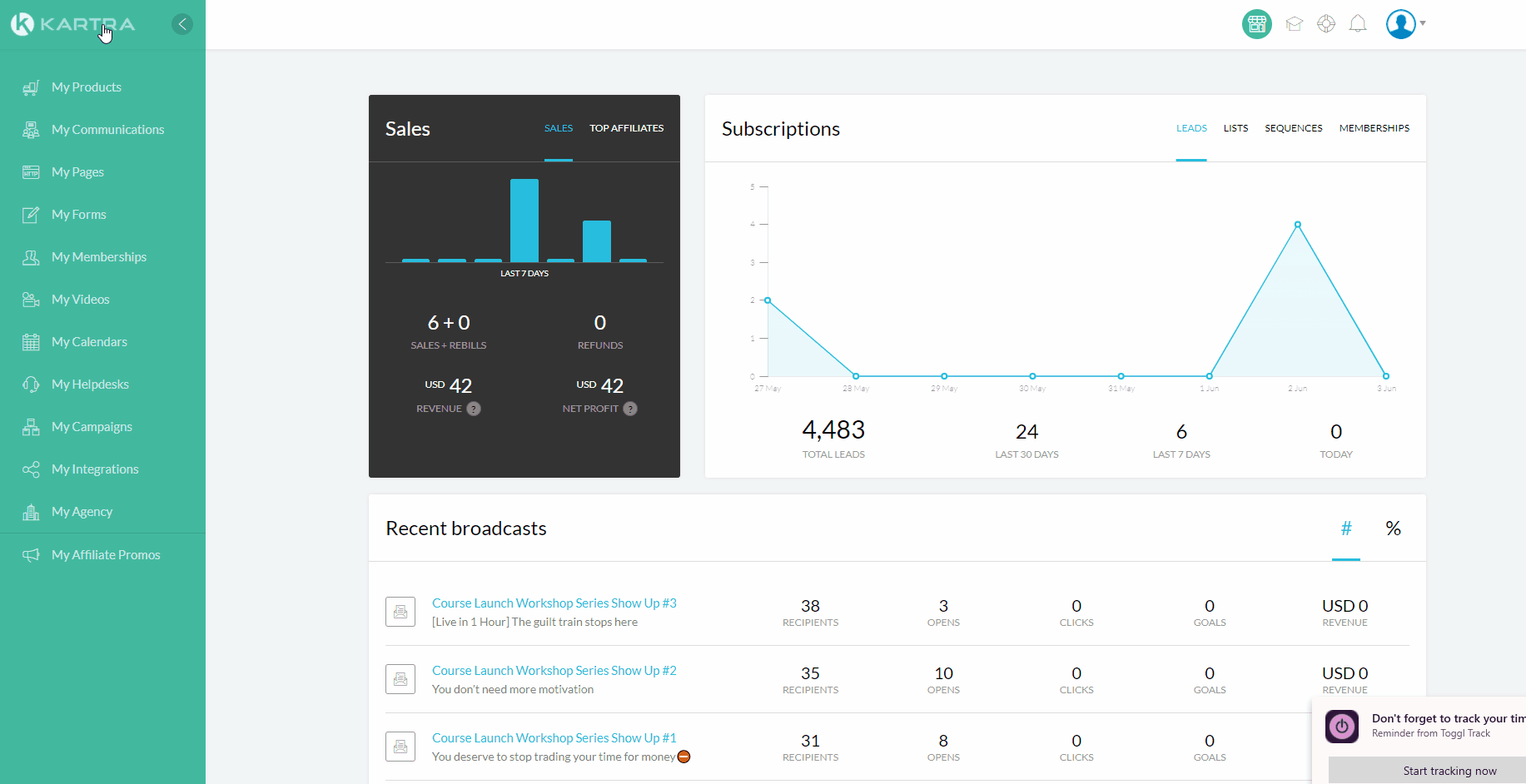 Finding your Kartra api credentials